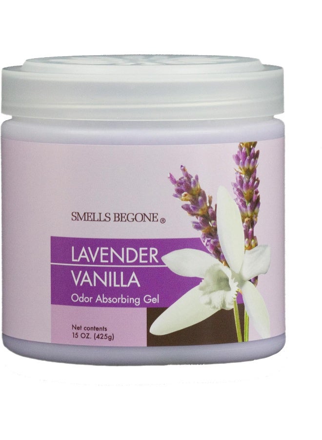 Smells Begone Air Freshener Odor Absorber Gel - Lavender Vanilla Scent - 15 Ounce - Image 1